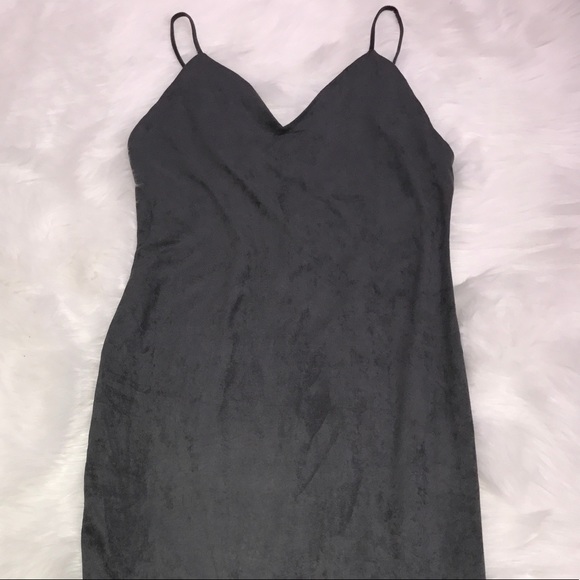 Suede bodycon spaghetti strap dress. - Picture 4 of 7